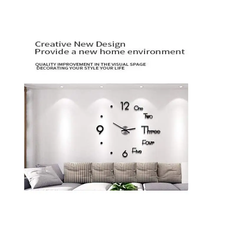 DIY Wall Clock Modern Frameless Large 3D Wall Watch Giant Roman Numerals for Home Living Room and Bedroom (Small)