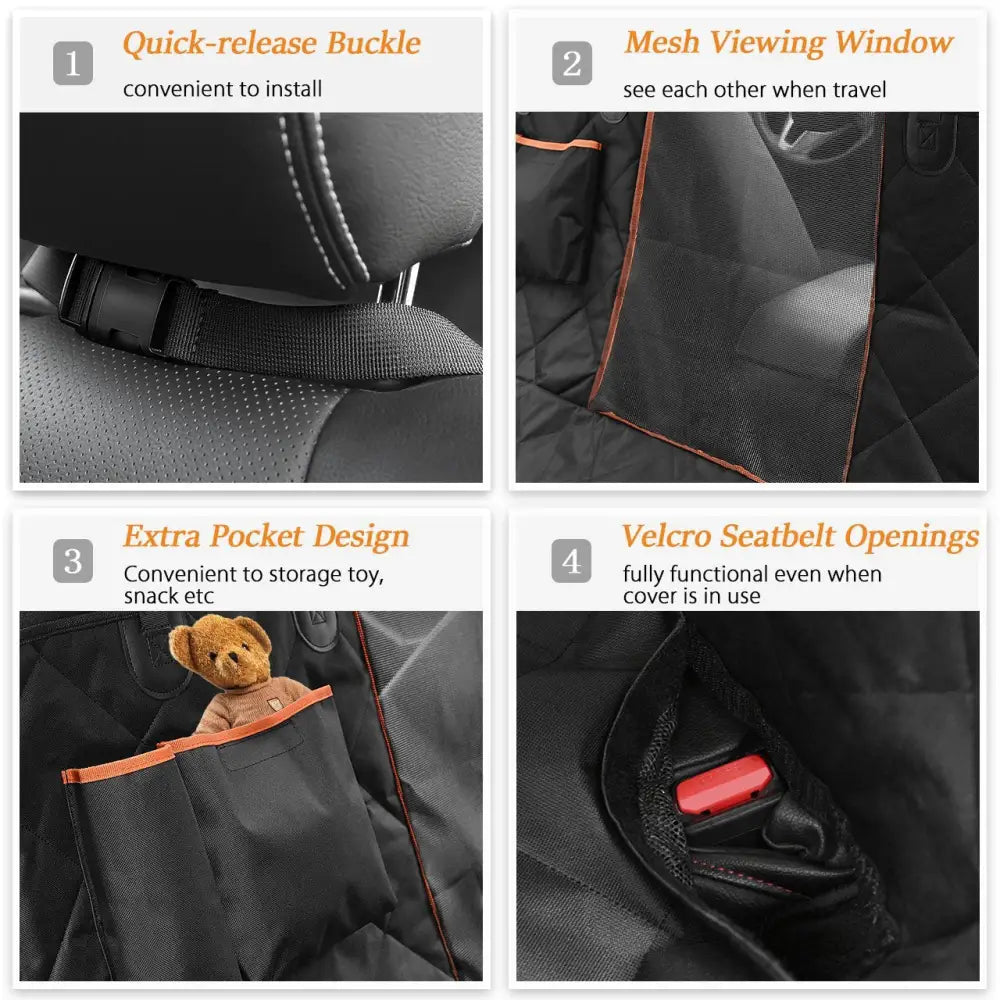 Dog Car Seat Cover Waterproof & Nonslip Pet Seat Cover with Mesh Window Scratchproof Hammock for Cars Trucks SUVs - Pet