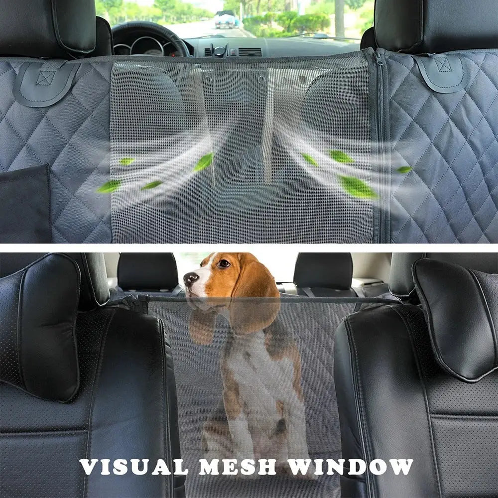 Dog Car Seat Cover with Mesh Window Waterproof Pet Seat Cover for Back Seat Non-Slip Durable Scratchproof Dog Hammock