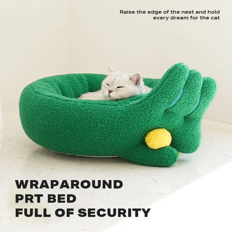 Dog Cat Pet Calming Bed Warm Soft Plush Round Nest Comfy Sleeping Gesture Bed - Pet Care > Dog Supplies > Dog Beds