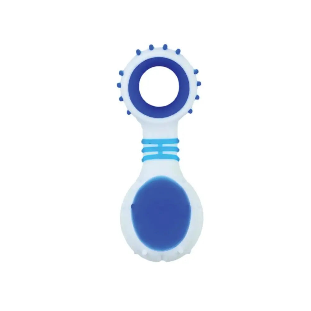 Dog Dental Rattle - Blue Puppy Teething + Cleaning Gums Rubber Ridges Chew - Pet Care > Toys > Dog Toys