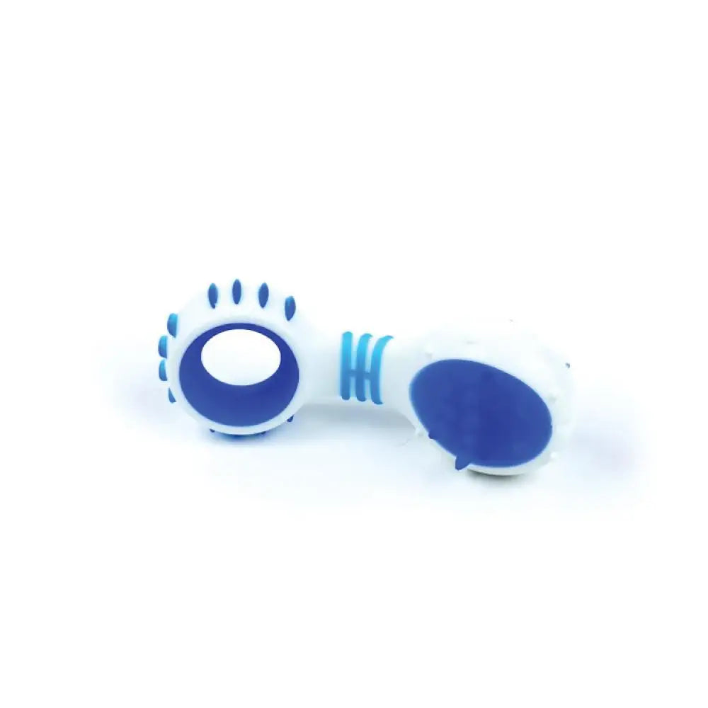 Dog Dental Rattle - Blue Puppy Teething + Cleaning Gums Rubber Ridges Chew - Pet Care > Toys > Dog Toys