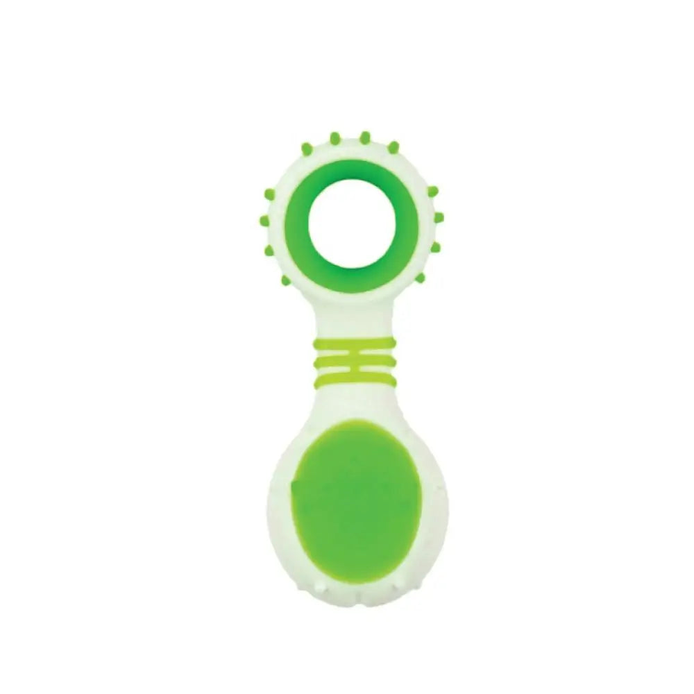 Dog Dental Rattle - Green Puppy Teething + Cleaning Gums Rubber Ridges Chew - Pet Care > Toys > Dog Toys