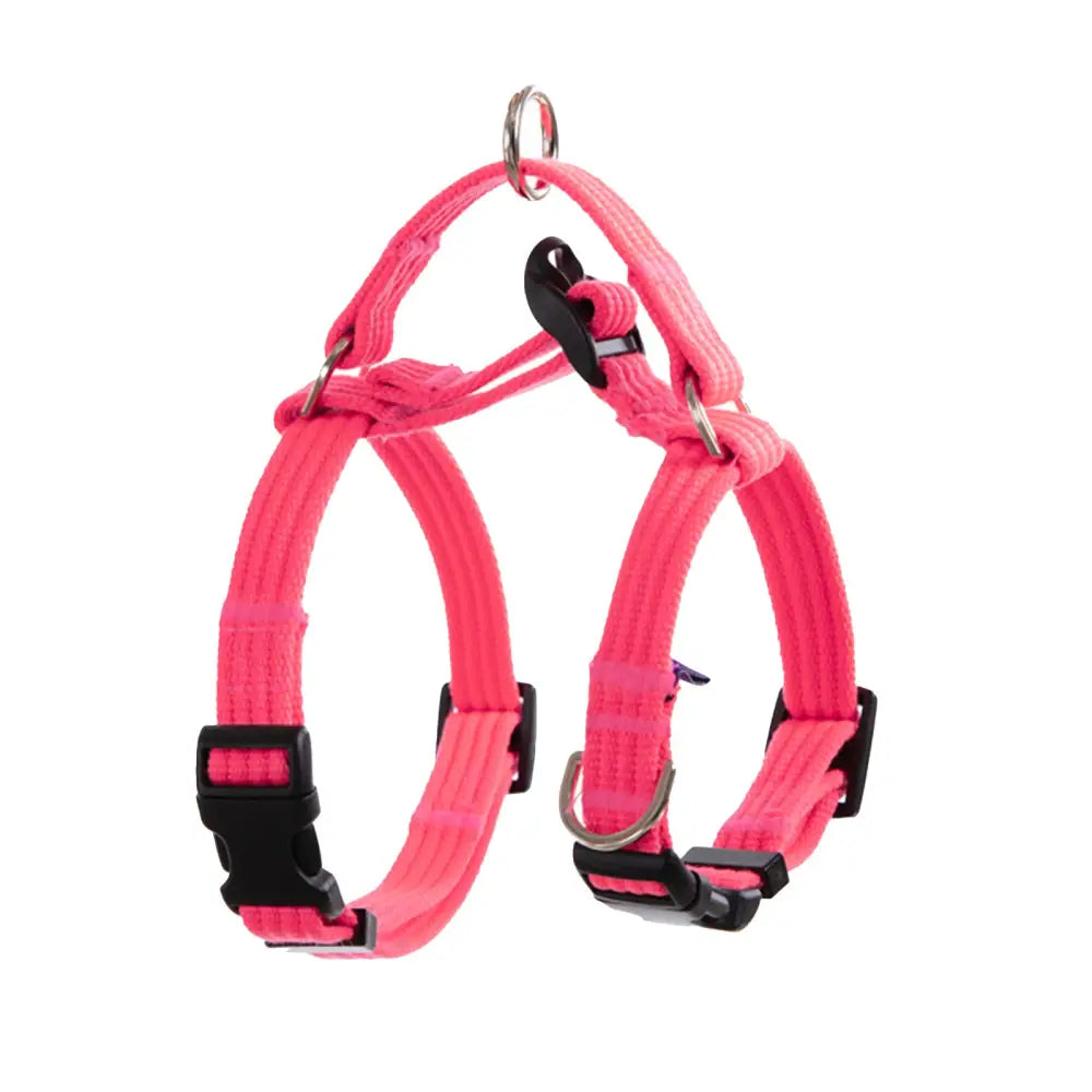 Dog Double-Lined Straps Harness Adjustable M NEON CAROL-PINK - Pet Care > Dog Supplies > Dog Collars Leads & Harnesses