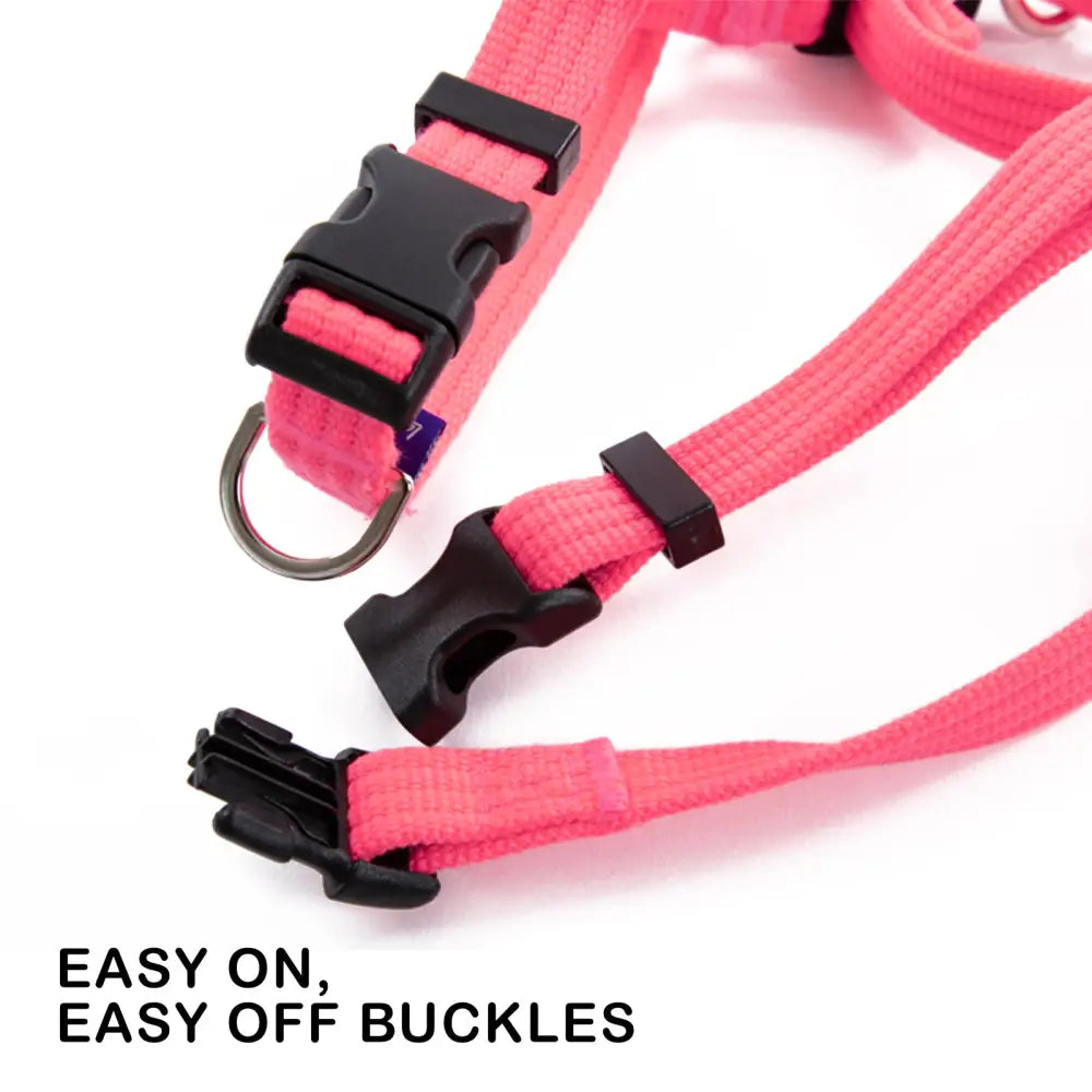 Dog Double-Lined Straps Harness Adjustable M NEON CAROL-PINK - Pet Care > Dog Supplies > Dog Collars Leads & Harnesses