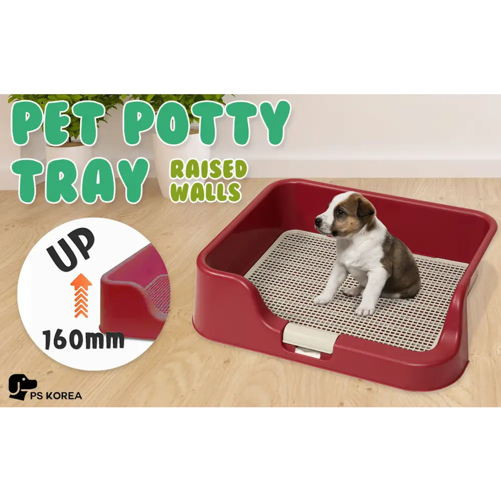 Dog Pet Potty Tray Training Toilet Raised Walls T1 WINE - Pet Care > Dog Supplies > Dog Training Aids