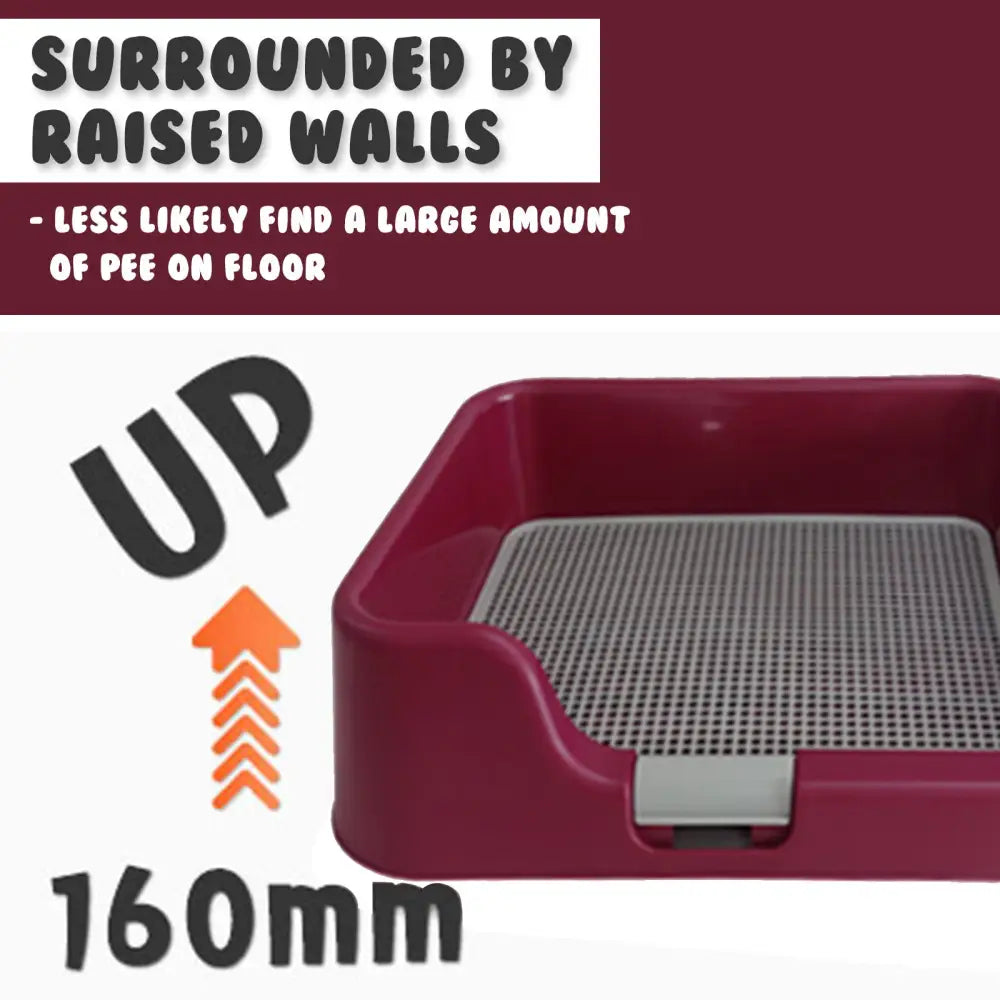 Dog Pet Potty Tray Training Toilet Raised Walls T1 WINE - Pet Care > Dog Supplies > Dog Training Aids