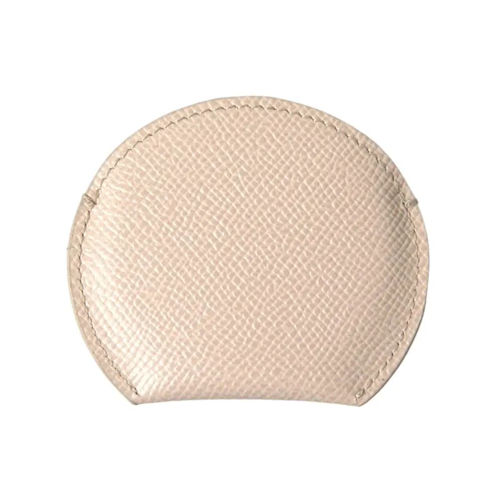 Dolce & Gabbana Women’s Beige Calfskin Leather Round Logo Hand Mirror Holder - One Size - Fashion > Women’s Fashion