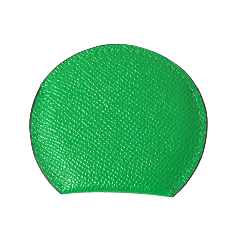 Dolce & Gabbana Women’s Green Calfskin Leather Round Logo Hand Mirror Holder - One Size - Fashion > Women’s Fashion