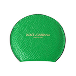 Dolce & Gabbana Women’s Green Calfskin Leather Round Logo Hand Mirror Holder - One Size - Fashion > Women’s Fashion