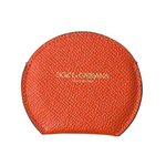 Dolce & Gabbana Women’s Orange Calfskin Leather Round Logo Hand Mirror Holder - One Size - Fashion > Women’s