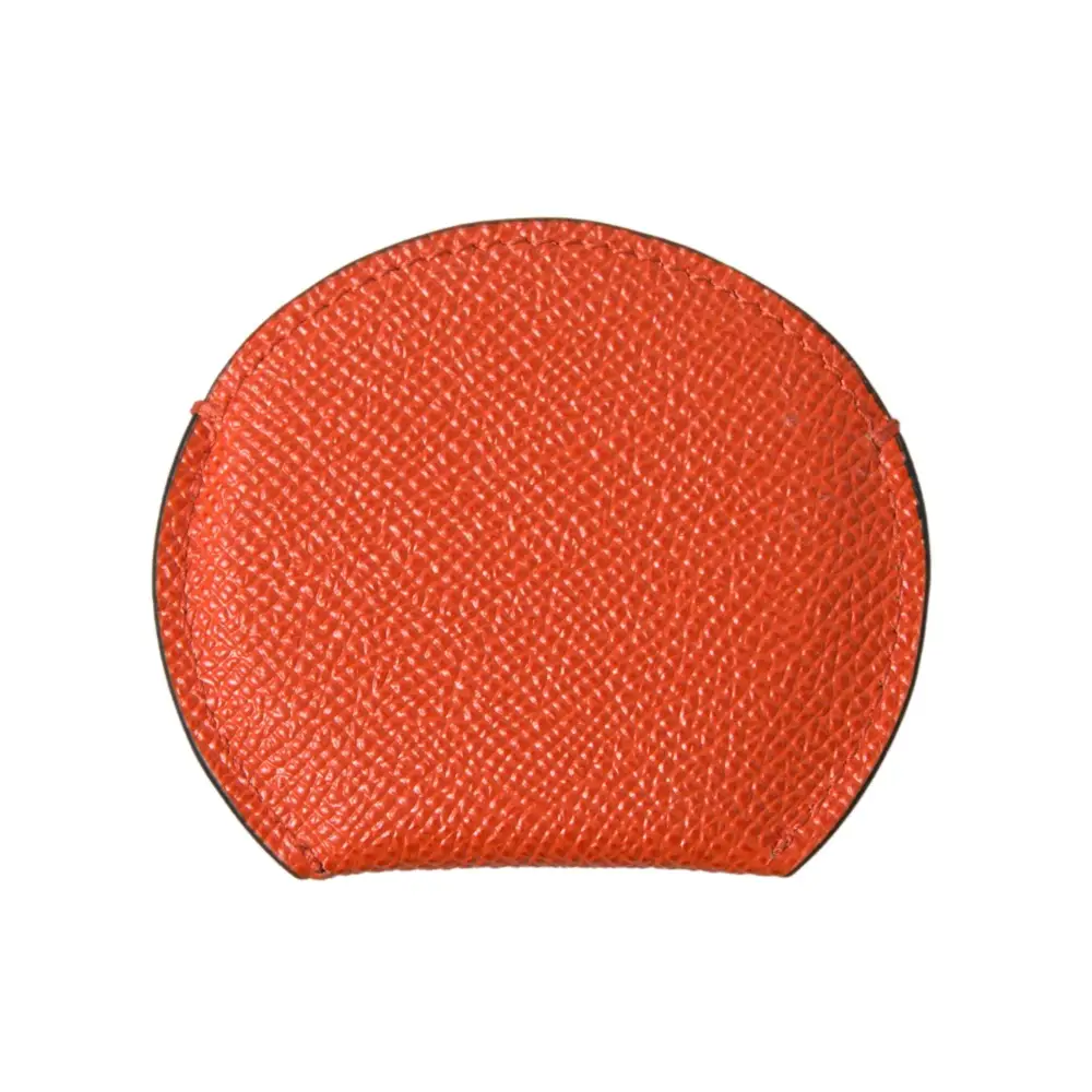 Dolce & Gabbana Women’s Orange Calfskin Leather Round Logo Hand Mirror Holder - One Size - Fashion > Women’s
