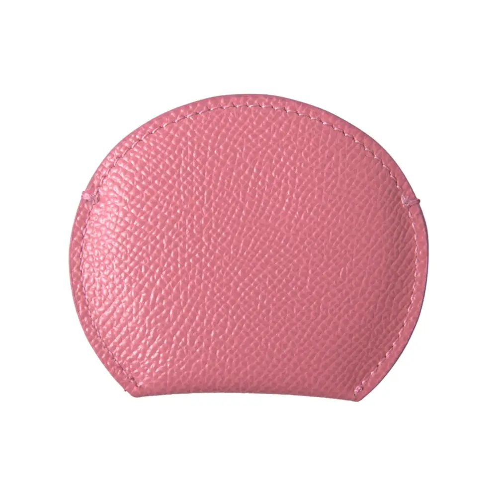 Dolce & Gabbana Women’s Pink Calfskin Leather Round Logo Print Hand Mirror Holder - One Size - Fashion > Women’s
