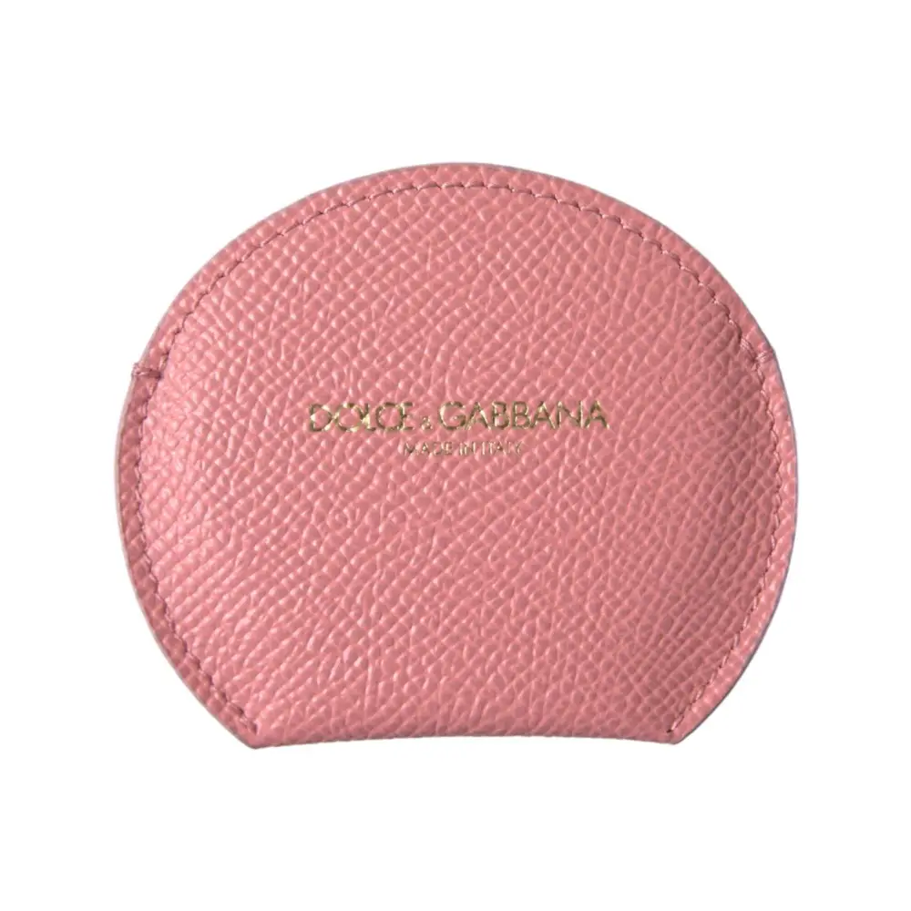 Dolce & Gabbana Women’s Pink Calfskin Leather Round Mirror Holder - One Size - Fashion > Women’s Fashion >