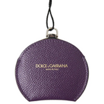 Dolce & Gabbana Women’s Purple Calfskin Leather Round Hand Mirror Holder - One Size - Fashion > Men’s Fashion >