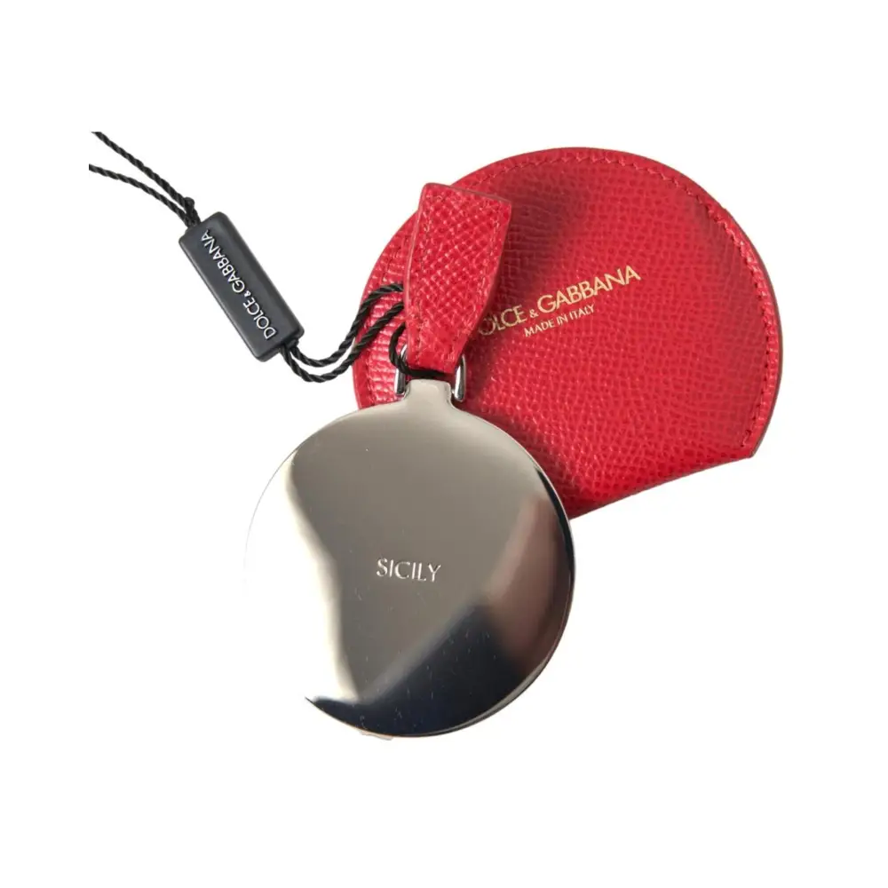 Dolce & Gabbana Women’s Red Calfskin Leather Hand Mirror Holder - One Size - Fashion > Women’s Fashion > Women’s