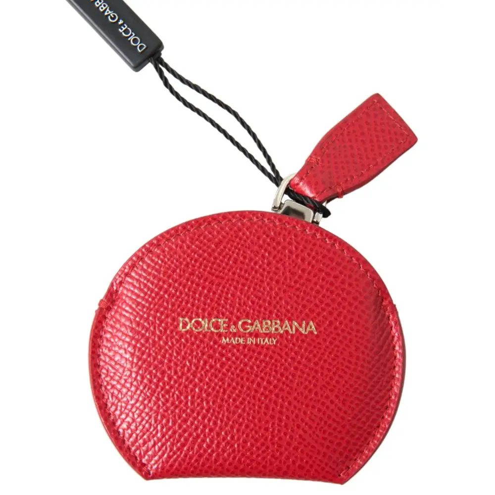 Dolce & Gabbana Women’s Red Calfskin Leather Hand Mirror Holder - One Size - Fashion > Women’s Fashion > Women’s