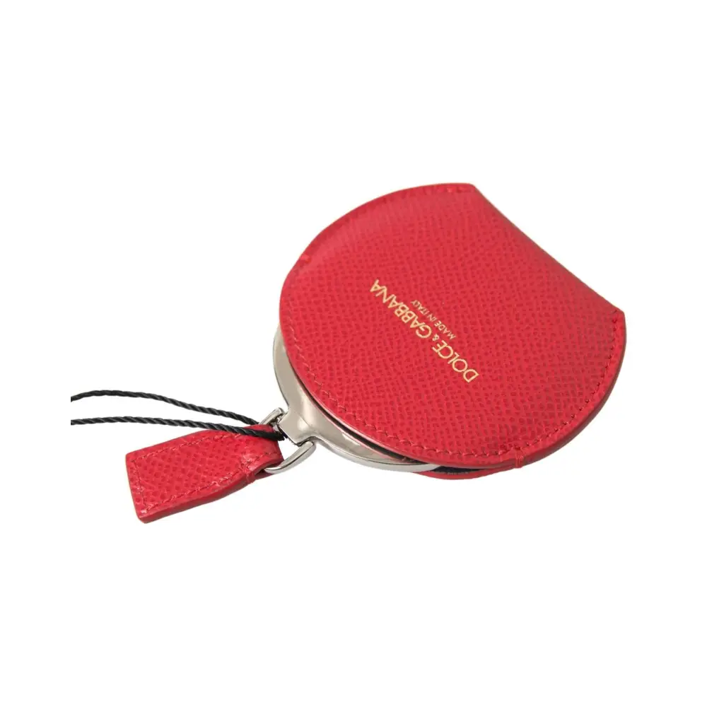 Dolce & Gabbana Women’s Red Calfskin Leather Hand Mirror Holder - One Size - Fashion > Women’s Fashion > Women’s