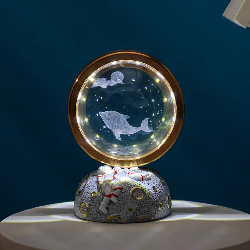 Dolphin Galaxy Astronaut LED Night Light - Decorative Space-Themed Lamp with Starry Globe - Home & Garden > Lighting >