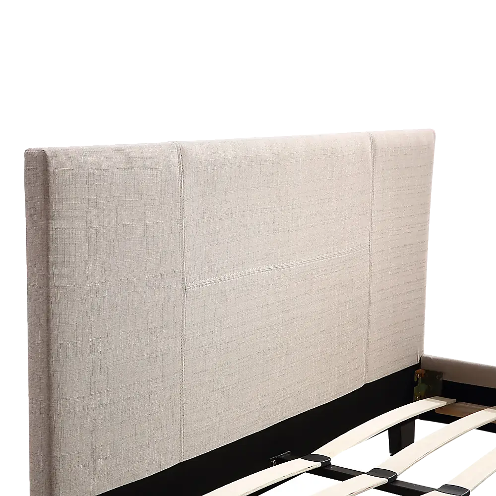 Double Linen Fabric Bed Frame Beige - Furniture > Bedroom > Beds & Bed Frames