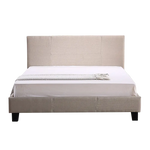 Double Linen Fabric Bed Frame Beige - Furniture > Bedroom > Beds & Bed Frames