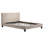 Double Linen Fabric Bed Frame Beige - Furniture > Bedroom > Beds & Bed Frames