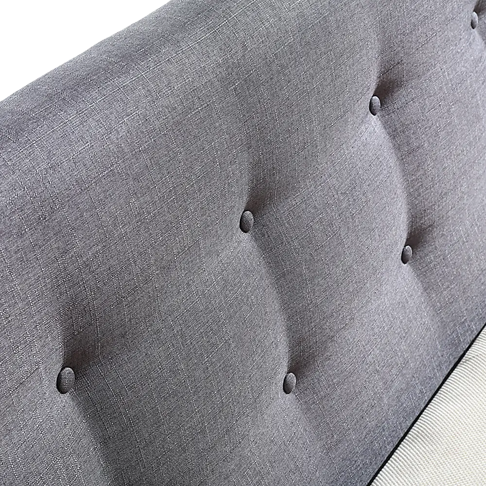 Double Linen Fabric Deluxe Bed Frame Grey - Furniture > Bedroom