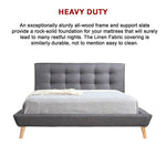 Double Linen Fabric Deluxe Bed Frame Grey - Furniture > Bedroom