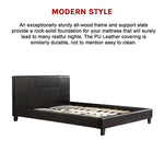 Double PU Leather Bed Frame Black - Furniture > Bedroom
