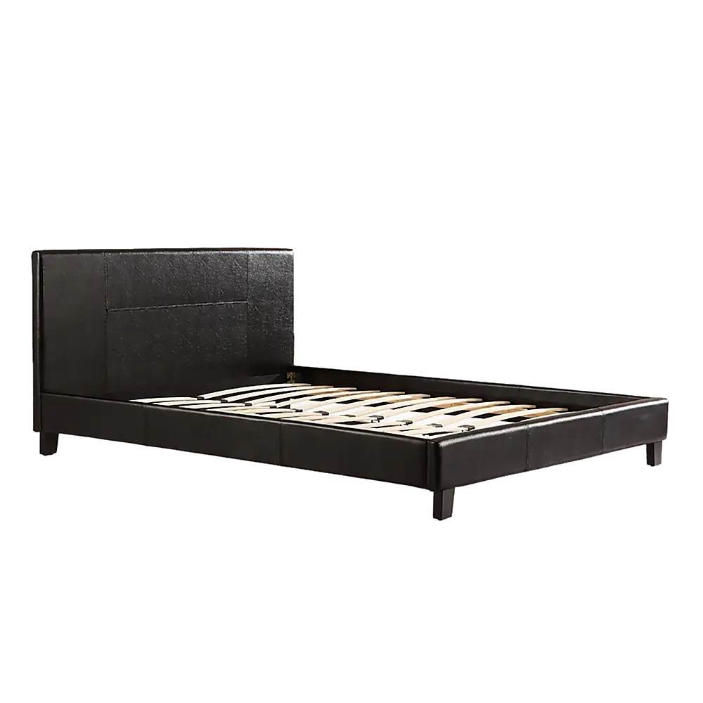 Double PU Leather Bed Frame Black - Furniture > Bedroom