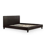 Double PU Leather Bed Frame Brown - Furniture > Bedroom
