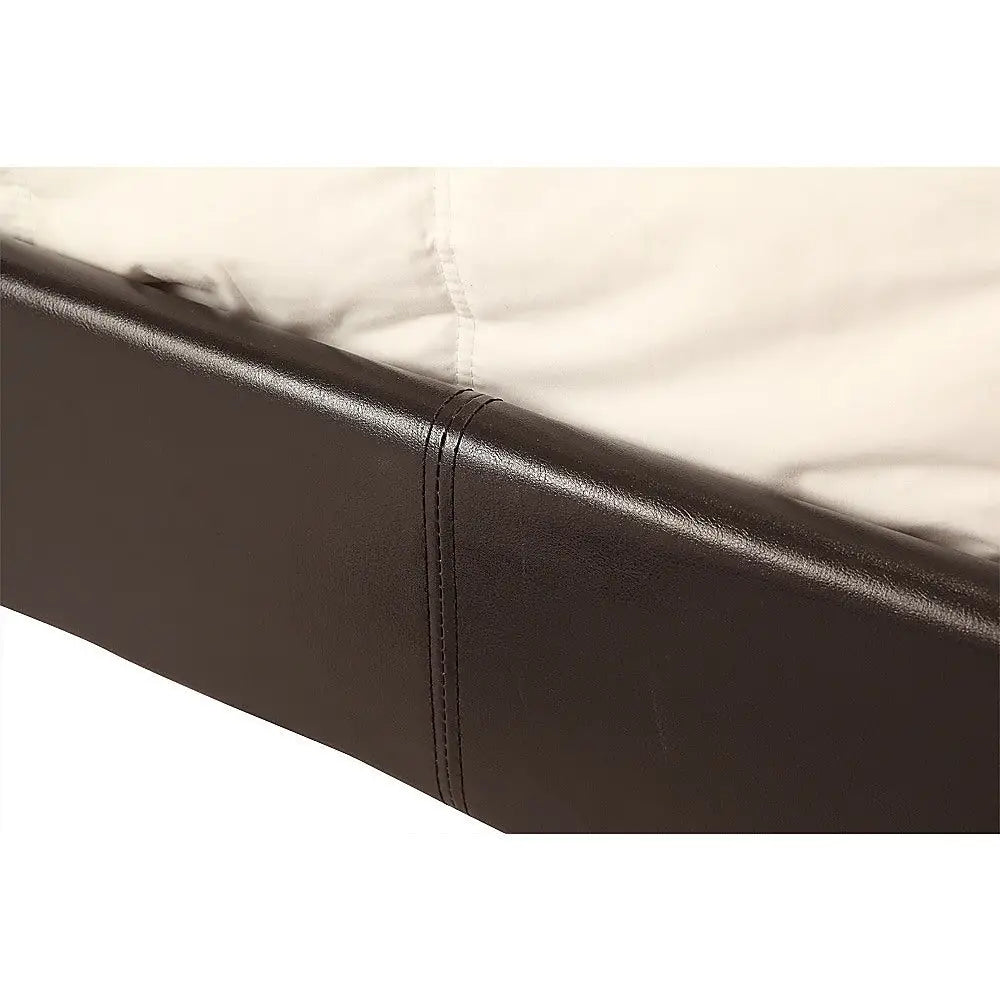 Double PU Leather Bed Frame Brown - Furniture > Bedroom