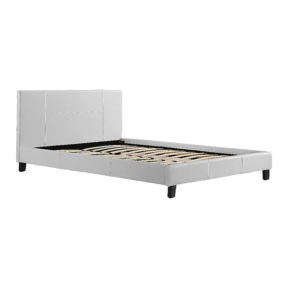 Double PU Leather Bed Frame White - Furniture > Bedroom