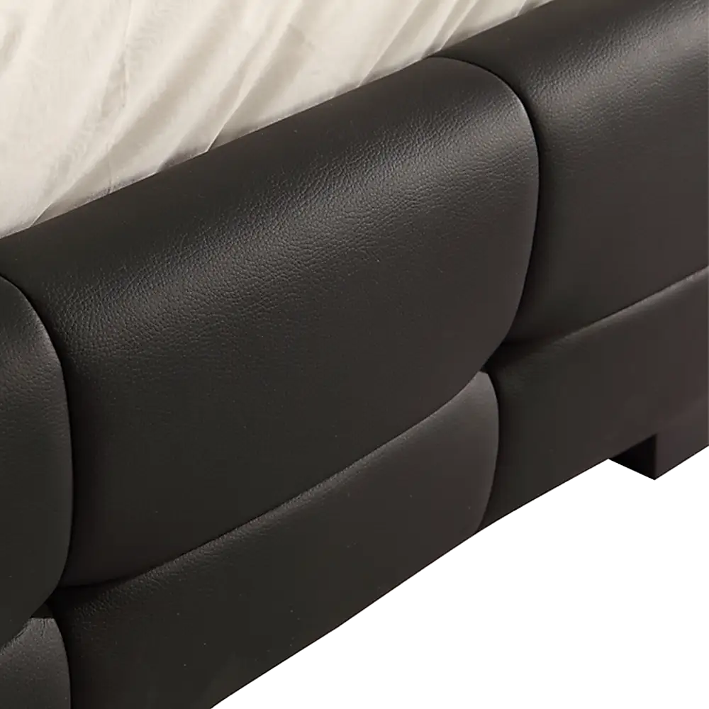 Double PU Leather Deluxe Bed Frame Black - Furniture > Bedroom