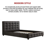 Double PU Leather Deluxe Bed Frame Black - Furniture > Bedroom