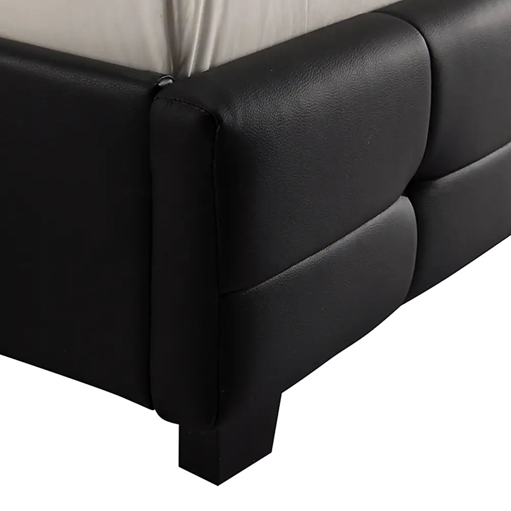 Double PU Leather Deluxe Bed Frame Black - Furniture > Bedroom