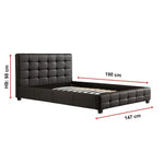 Double PU Leather Deluxe Bed Frame Black - Furniture > Bedroom