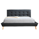 Double PU Leather Deluxe Bed Frame Black - Furniture > Bedroom > Beds & Bed Frames