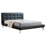Double PU Leather Deluxe Bed Frame Black - Furniture > Bedroom > Beds & Bed Frames
