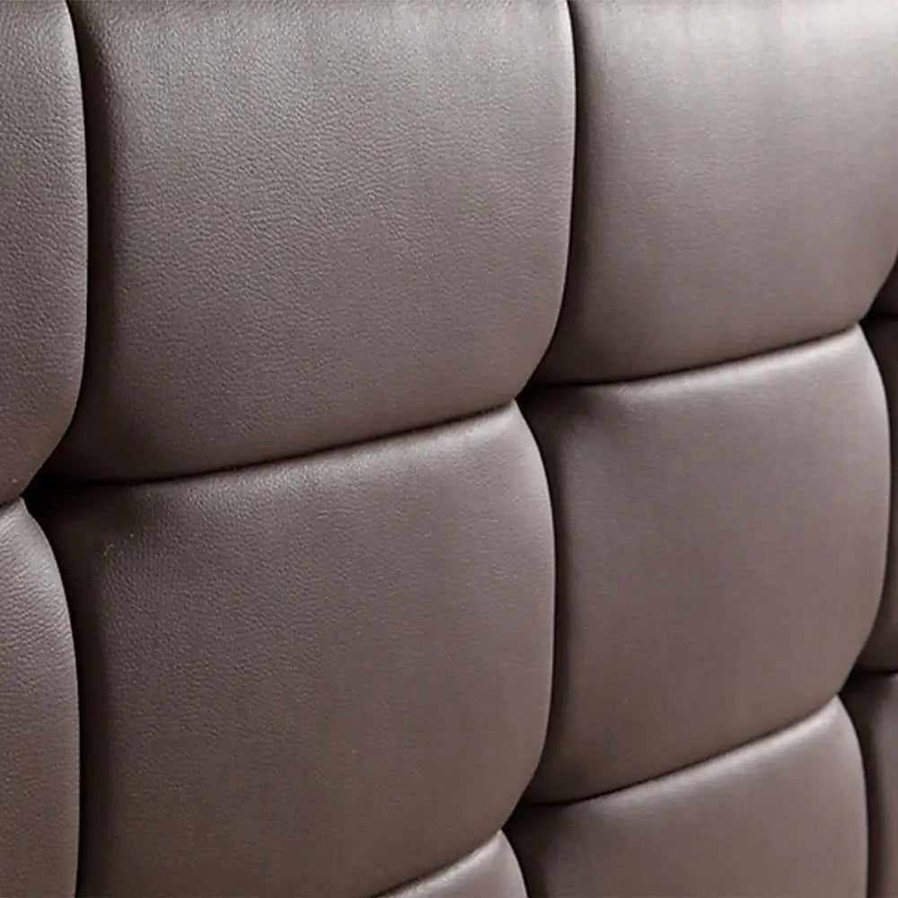 Double PU Leather Deluxe Bed Frame Brown - Furniture > Bedroom