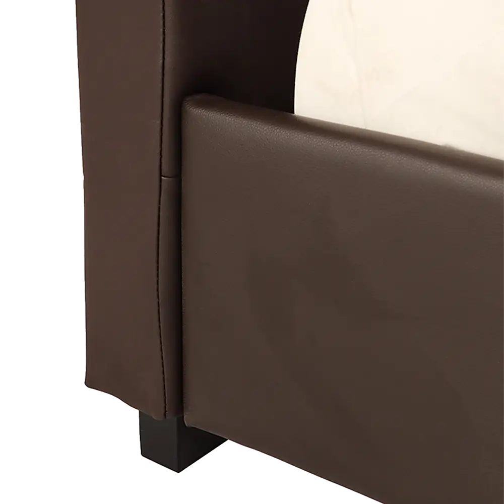 Double PU Leather Deluxe Bed Frame Brown - Furniture > Bedroom