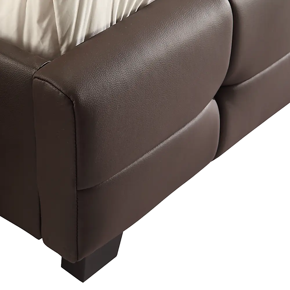 Double PU Leather Deluxe Bed Frame Brown - Furniture > Bedroom