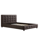 Double PU Leather Deluxe Bed Frame Brown - Furniture > Bedroom