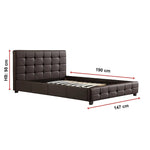 Double PU Leather Deluxe Bed Frame Brown - Furniture > Bedroom
