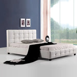 Double PU Leather Deluxe Bed Frame White - Furniture > Bedroom > Beds & Bed Frames