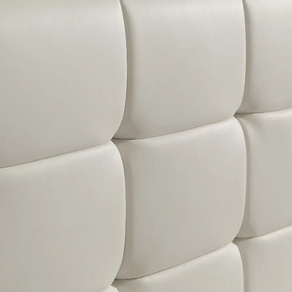 Double PU Leather Deluxe Bed Frame White - Furniture > Bedroom > Beds & Bed Frames