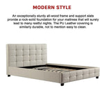 Double PU Leather Deluxe Bed Frame White - Furniture > Bedroom > Beds & Bed Frames