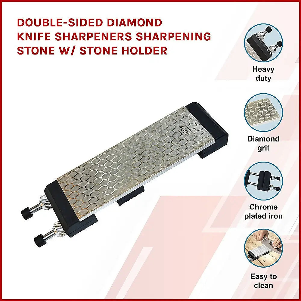 Double-Sided Diamond Knife Sharpeners Sharpening Stone W/ Stone Holder - Home & Garden > Kitchenware