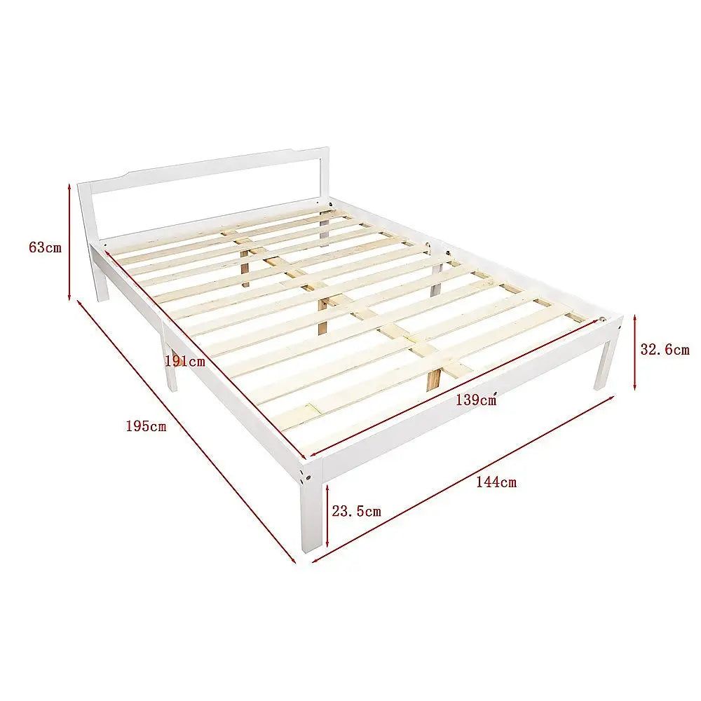 Double Wooden Bed Frame Home Furniture White - Furniture > Bedroom