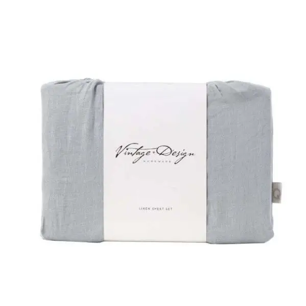 Dove Grey Linen Sheet Sets by Vintage Design Homeware Double - Home & Garden > Bedding > Pillowcases